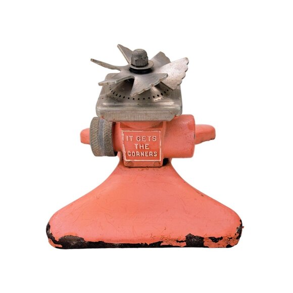 Square Spray Other - Vintage Metal Garden Sprinkler It Gets The Corners Orange Square Spray Original